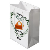 白い背景の緑のケーキのアイスクリーム ミディアムペーパーバッグ (裏面アングル)