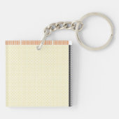 白い背景の美しい黄色の円 キーホルダー (裏面)