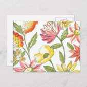 白い背景の花園デザイン ポストカード (正面/裏面)