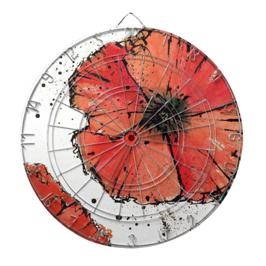 白い背景の花 ダーツボード (正面)