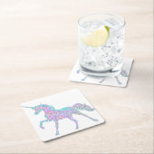 白い背景の虹色のユニコーンのコースター スクエアペーパーコースター (インサイチュ)