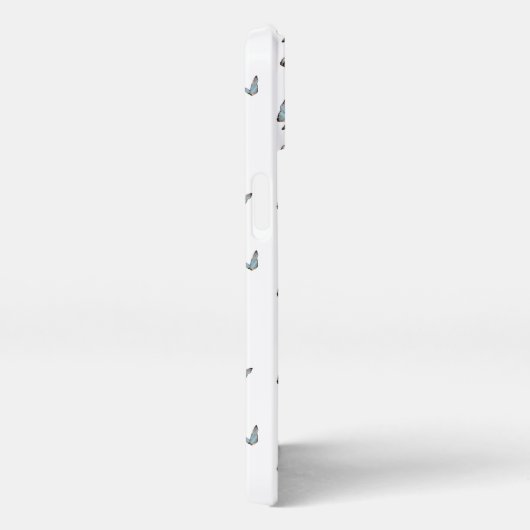 白い背景の蝶 iPhoneケース (右側面)