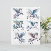 白い背景の豪華なユニコーンとペガウス (スタンド正面)