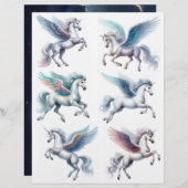 白い背景の豪華なユニコーンとペガウス (正面/裏面)