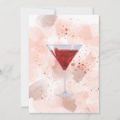 白い背景の赤いマーティーニカクテル 招待状 (裏面)