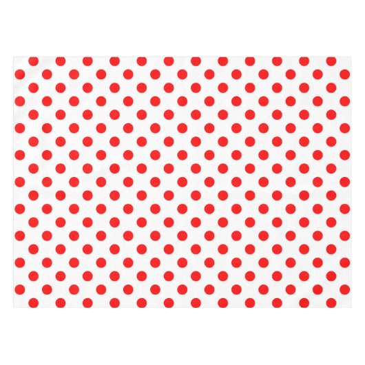白い背景の赤い水玉模様 テーブルクロス (正面(横))