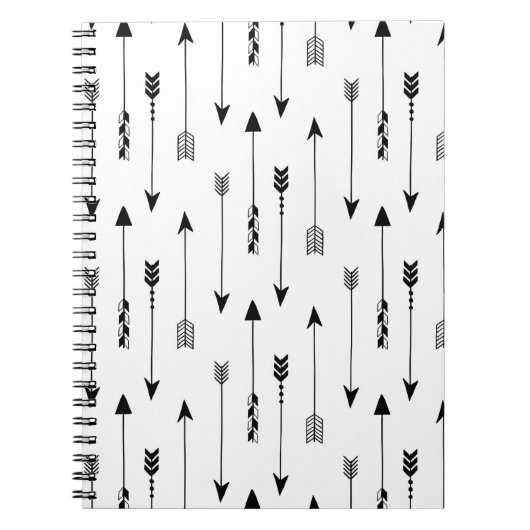 白い背景の部族矢印。シームレスパター ノートブック (正面)