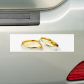 白い背景の金結婚指輪 バンパーステッカー (車上)