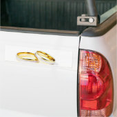 白い背景の金結婚指輪 バンパーステッカー (トラック上)