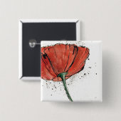 白い背景の閉鎖した花 缶バッジ (正面&裏面)