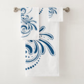 白い背景の青い渦巻き バスタオルセット (インサイチュ)