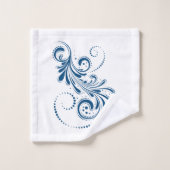 白い背景の青い渦巻き バスタオルセット (ウォッシュタオル)