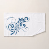 白い背景の青い渦巻き バスタオルセット (ハンドタオル)