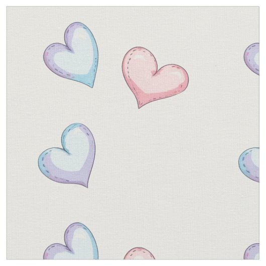 白い背景の青とピンクのハート ファブリック (クローズアップ)