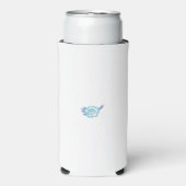 白い背景の青と白の花 スリム缶クーラー (Seltzer正面)