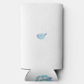 白い背景の青と白の花 スリム缶クーラー (裏面)