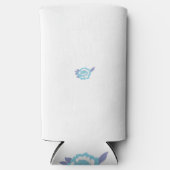 白い背景の青と白の花 スリム缶クーラー (正面)