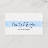 白い背景の青ストライプ色のフローラペイズリー 名刺 (正面)