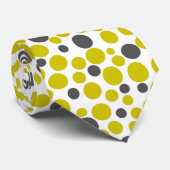 白い背景の黄色い灰色の水玉模様 ネクタイ (ロール)