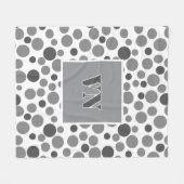 白い背景の黄色い灰色の水玉模様 フリースブランケット (正面(横))