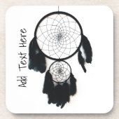 白い背景の黒いドリームキャッチャー コースター (正面)