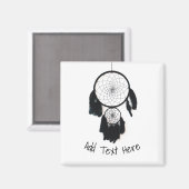 白い背景の黒いドリームキャッチャー マグネット (正面/裏面)