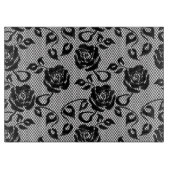 白い背景の黒いレースパターン カッティングボード (正面)