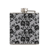 白い背景の黒いレースパターン フラスク (裏面)