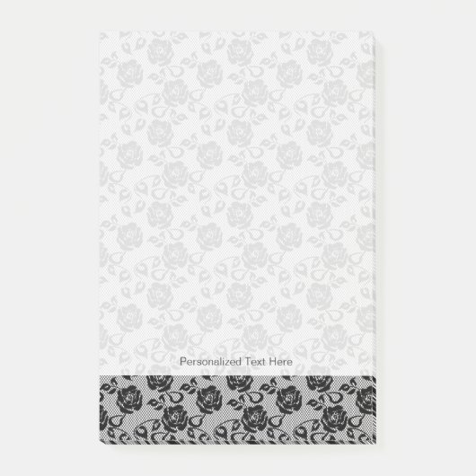 白い背景の黒いレースパターン ポストイット (正面)