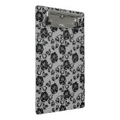 白い背景の黒いレースパターン ミニクリップボード (アングル)