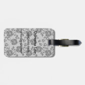白い背景の黒いレースパターン ラゲッジタグ (裏面横)