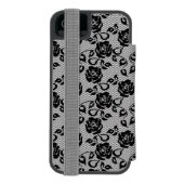 白い背景の黒いレースパターン INCIPIO iPhoneウォレットケース (フォリオ裏面)