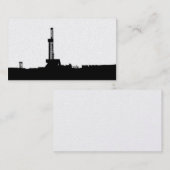 白い背景の黒い掘削装置のシルエット 名刺 (正面/裏面)