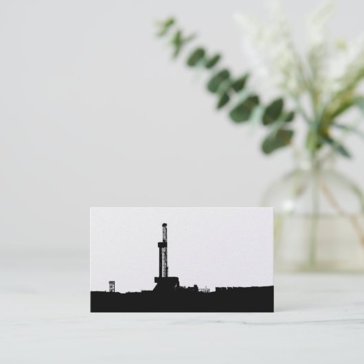 白い背景の黒い掘削装置のシルエット 名刺 (スタンド正面)