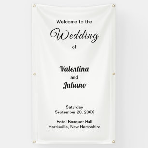 白い背景の黒い文字結婚のバナー 横断幕