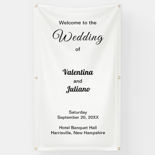 白い背景の黒い文字結婚のバナー 横断幕 (縦)