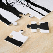 白い背景の黒い木紫の青と緑 ジグソーパズル (側面)