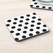 白い背景の黒い水玉模様 コースター (左側)