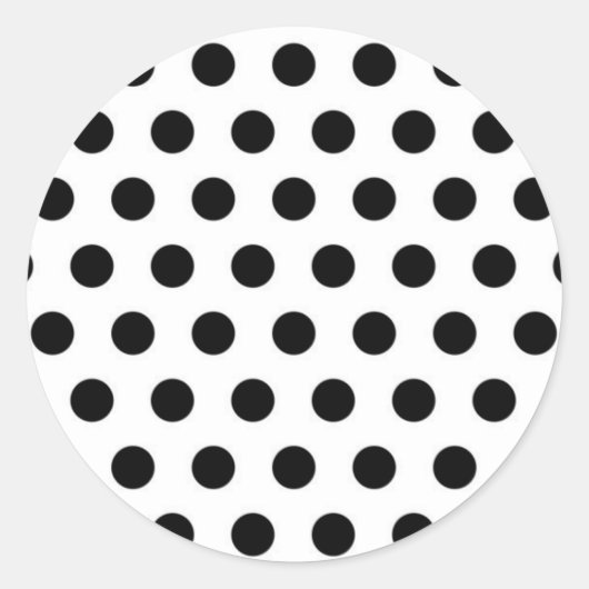 白い背景の黒い水玉模様 ラウンドシール (正面)