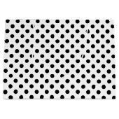 白い背景の黒い水玉模様 ラージペーパーバッグ (正面)