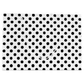 白い背景の黒い水玉模様 ラージペーパーバッグ (裏面)
