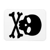 白い背景の黒い海賊のドクロ マグネット (横)