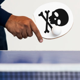 白い背景の黒い海賊のドクロ 卓球ラケット
