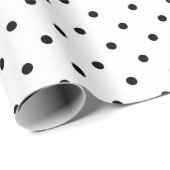 白い背景の黒い点が付いている包装紙 ラッピングペーパー (ロールコーナー)