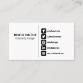 白い背景の黒い社会的な媒体の記号 名刺 (正面)