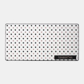 白い背景の黒とバラの金ゴールド水玉模様 デスクマット (正面)