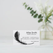 白い背景の黒の羽のシンプルな設計をきれいにして下さい 名刺 (スタンド正面)