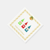 白い背景の3人のクリスマスノーム スタンダードカクテルナプキン (角)