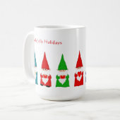 白い背景の7人のクリスマスノーム コーヒーマグカップ (正面左)