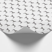 白い背景のWeimaranerの灰色のシルエット ラッピングペーパー (角)